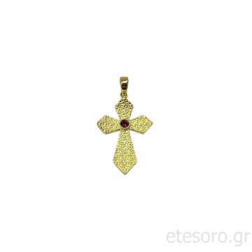 14K Χρυσός Βυζαντινός Σταυρός Με Ζιργκόν